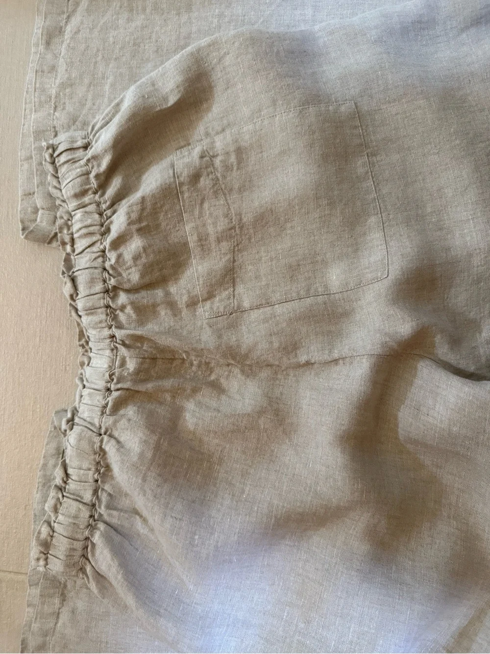 J. Crew Beige Linen Elastic Waist Pants
